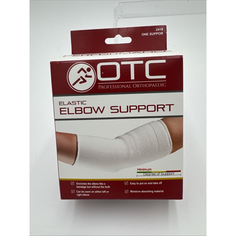 OTC ELBOW SUPPORT SLEEVE WHITE UNIVERSAL SIZE NEW IN PACKAGE TENNIS ELBOW BRACE